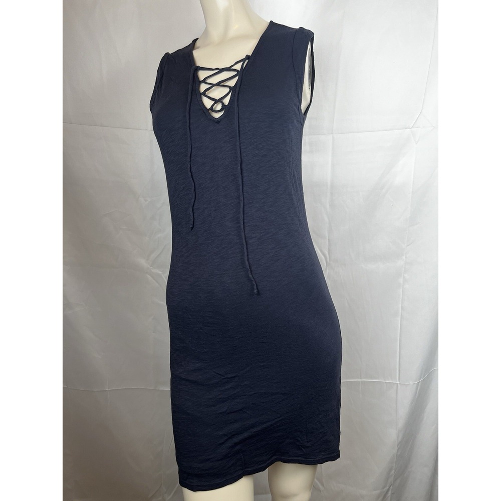 Splendid Blue Supima Cotton Micro Modal Lace Up Lined Sleeveless Dress XS